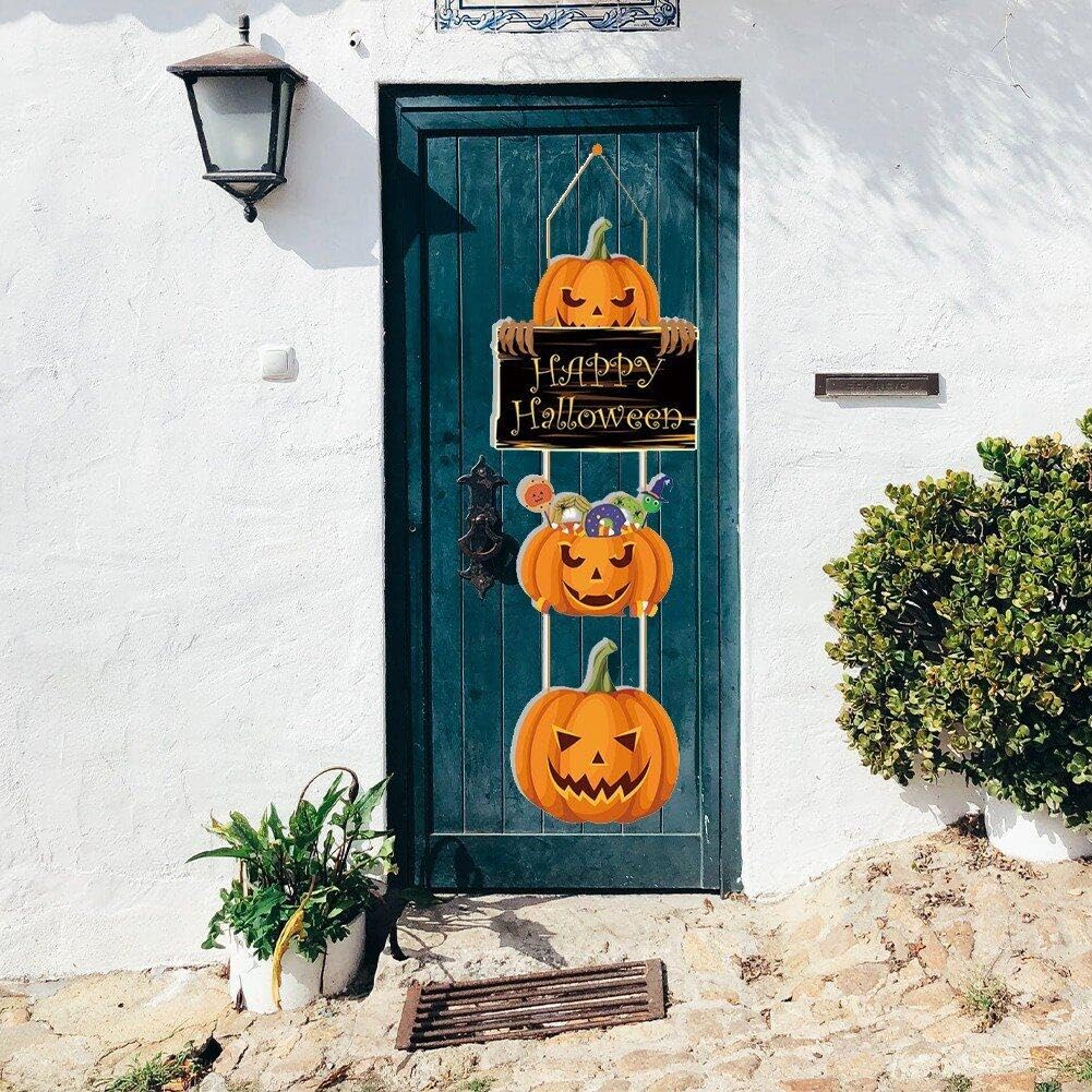 Panneau De Citrouille D'Halloween à Suspendre Pour Porte D'entrée, Panneau De Bienvenue D'Halloween, Décoration De Porte D'entrée, Panneau De Porte D' Halloween, Plaque Murale Pour Fête D'Halloween