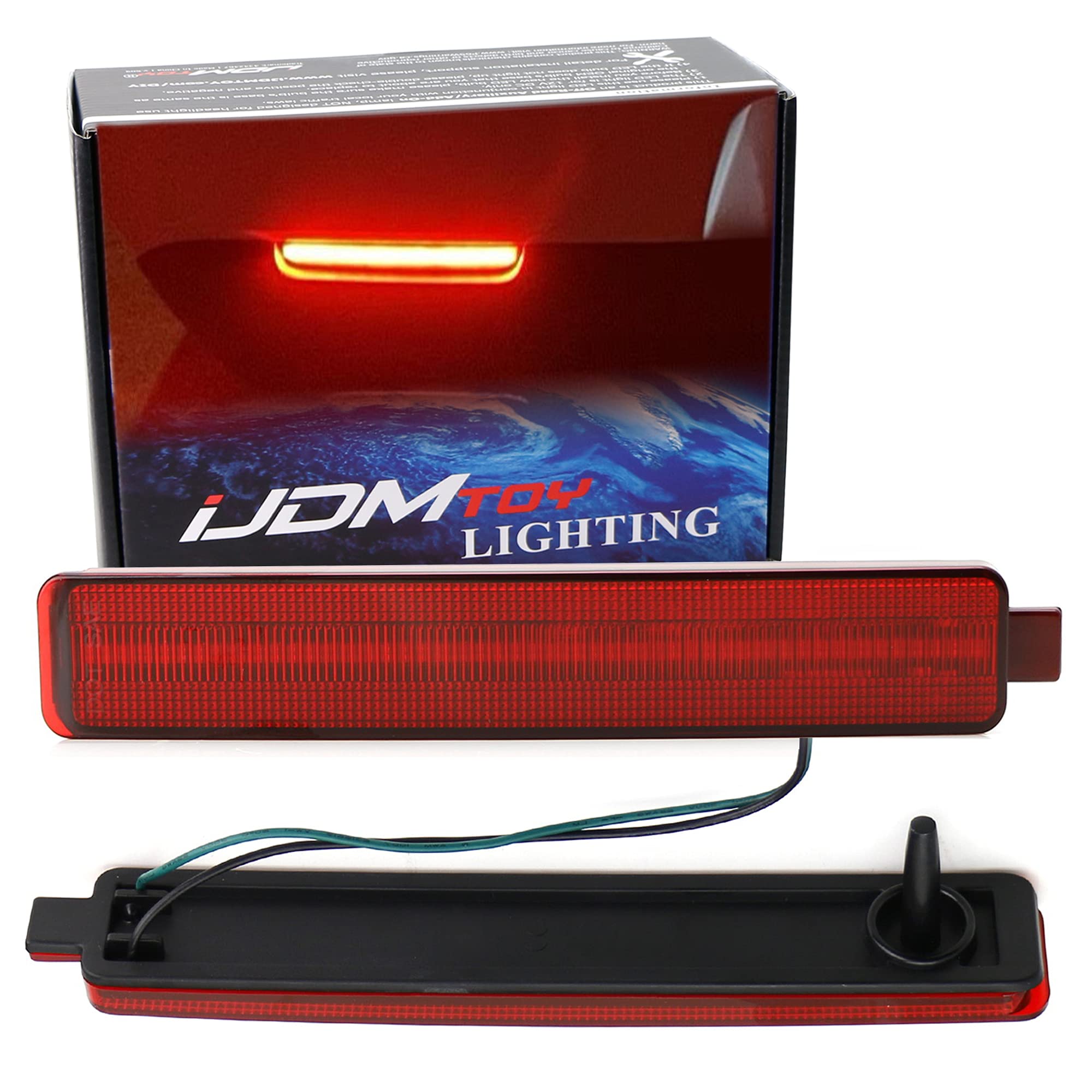 iJDMTOY Red Lens 40-SMD Full LED Rear Bumper Reflector Light Kit Compatible With 2008-2013 Cadillac CTS Sedan, Function as Tail or Rear Fog Lights