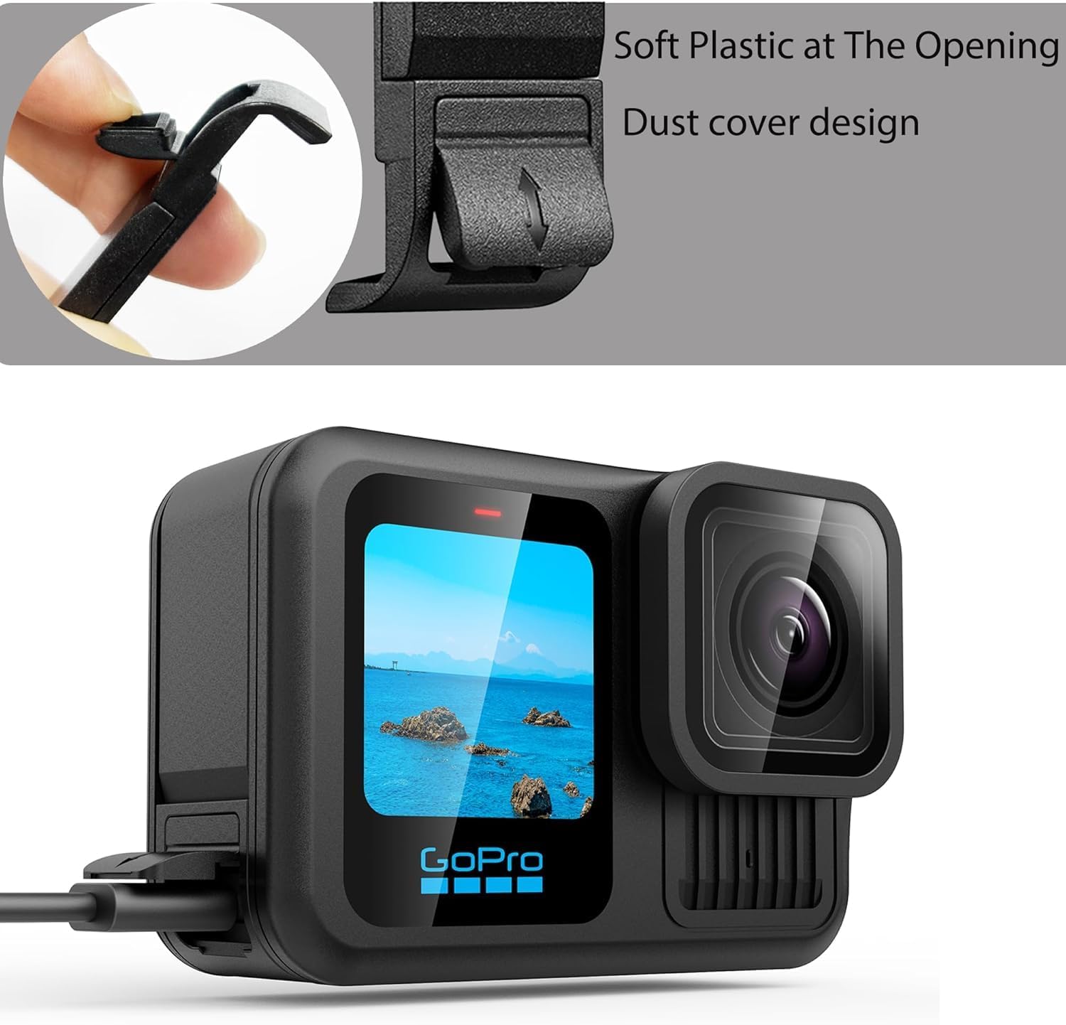 Silicone Sleeve Case for Go Pro Hero 13 Black, Battery Side Cover & Screen Protectors & Lens Caps & Lanyard for Hero 13 Black Accessories Kit (Blue)
