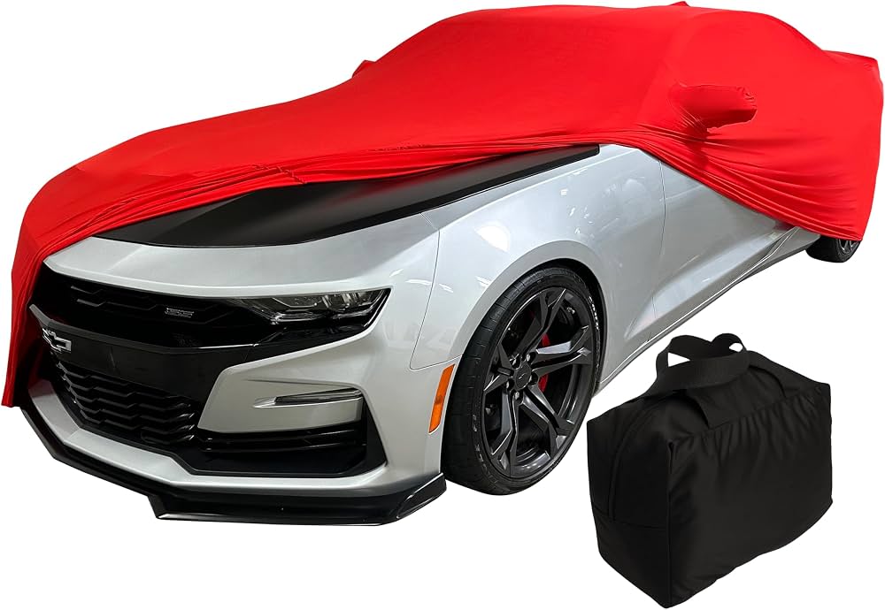 Ultraguard Stretch Satin Indoor Car Cover For 2010-2023 Camaro - Custom Fit, Black With Red Stripes - View #6