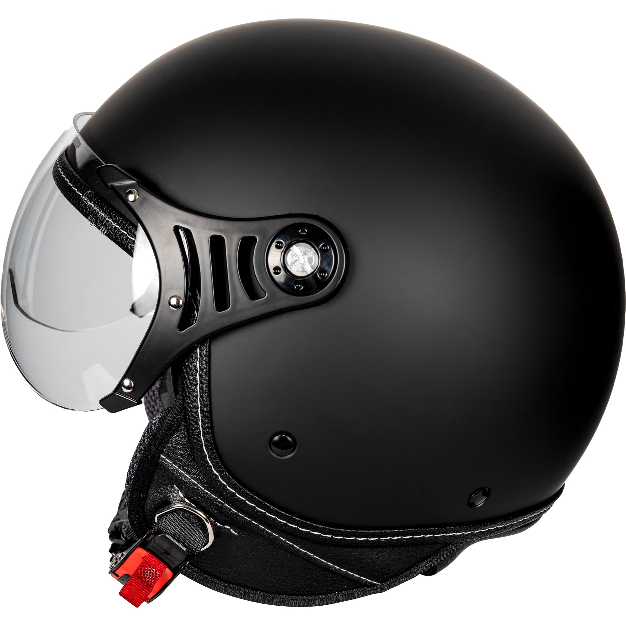 Yesmotor 3/4 Motorcycle Helmets Retro Open Face Vespa Scooters Helmet with Clear Visor for Men and Women- DOT Approved?Matte Black,M?