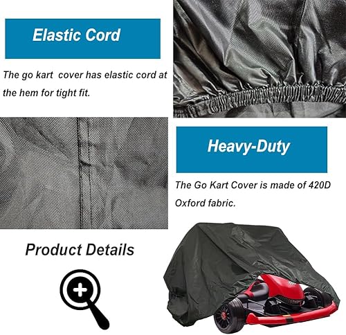 Miniatura 2 de Cokeman KT196 - Funda de almacenamiento para Go Kart de 2 plazas, protección para todo tipo de clima, resistente 420D, resistente al agua,