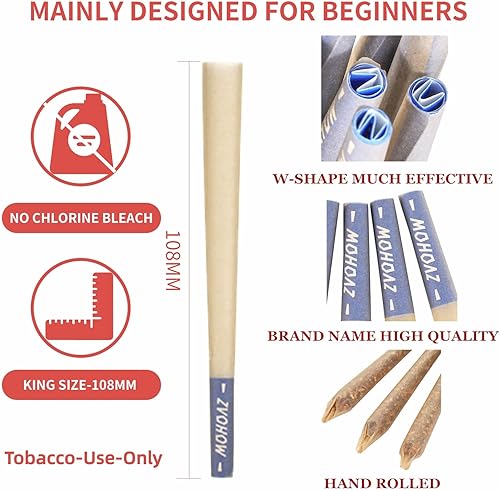 Miniatura 2 de Paquete de 50 conos preenrollados clásicos, papel de liar clásico tamaño King de 4.252 in con cargador y cepillo limpio, papel de liar (4.252 in