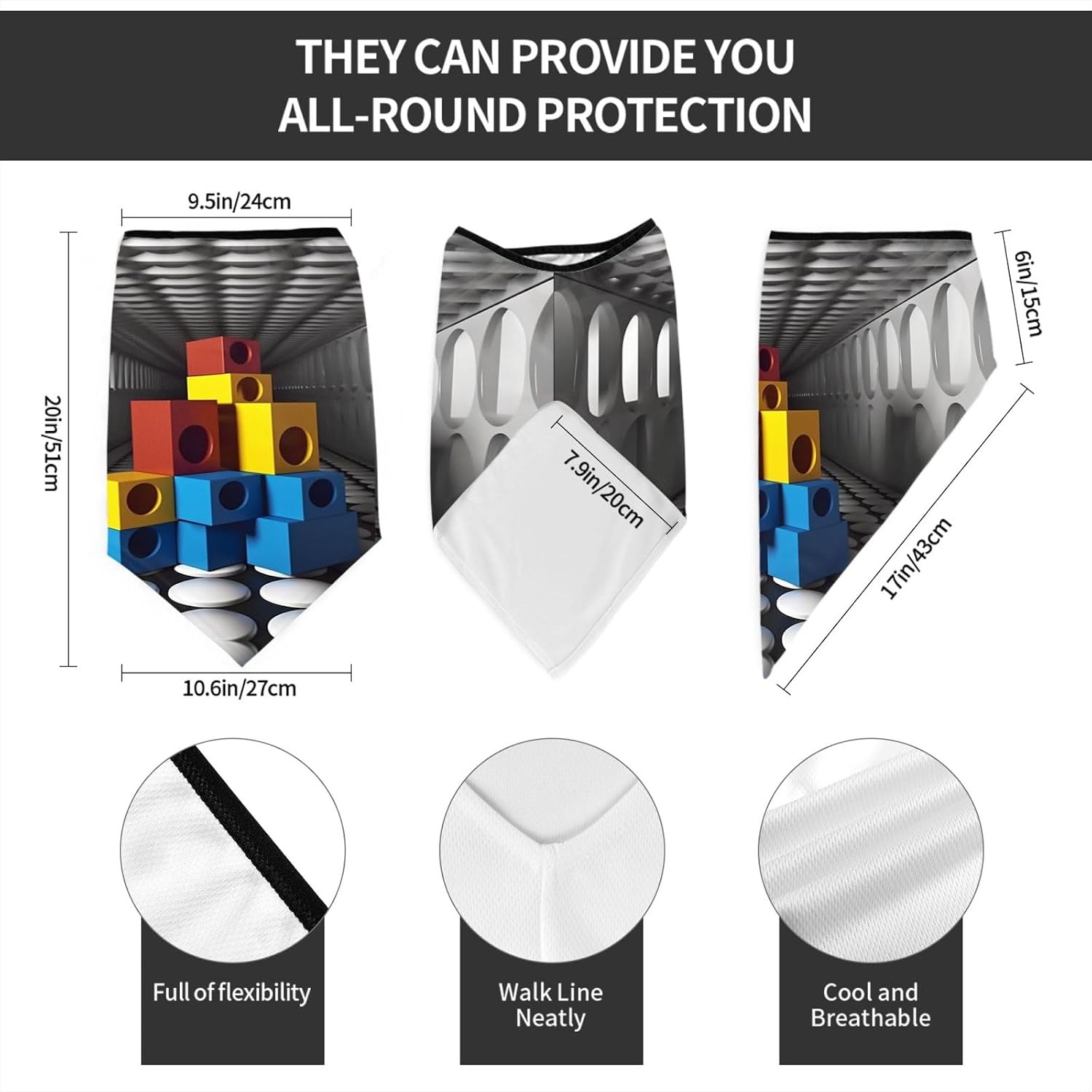 Protection Neck Gaiter Face Cover Black and white 3D rendering Balaclava Scarf Mask, Windproof Breathable Sun Shield for Men Women, Skiing Hiking Cycling Outdoor Sports
