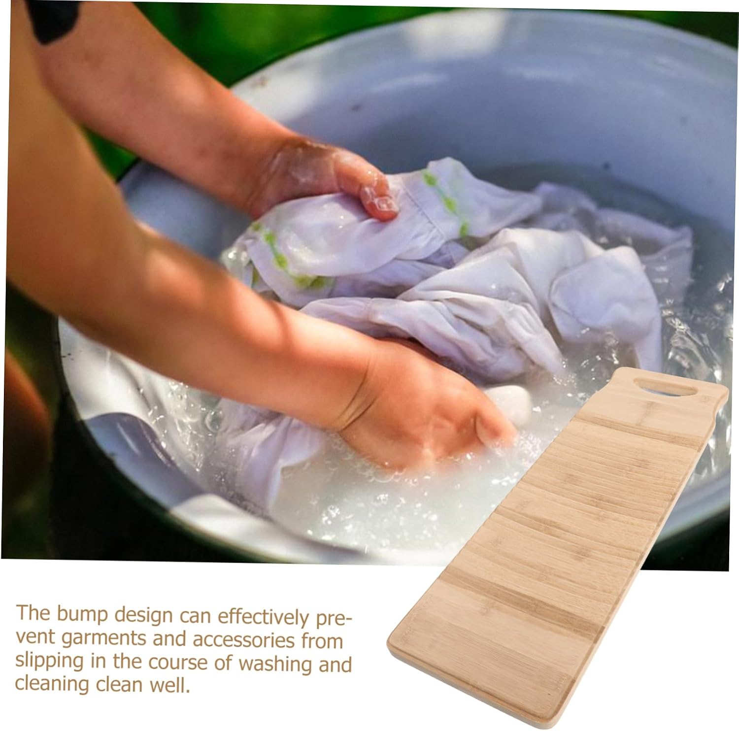 Solid Bamboo Laundry Washboard Anti Slip Cleaning Board 60cm