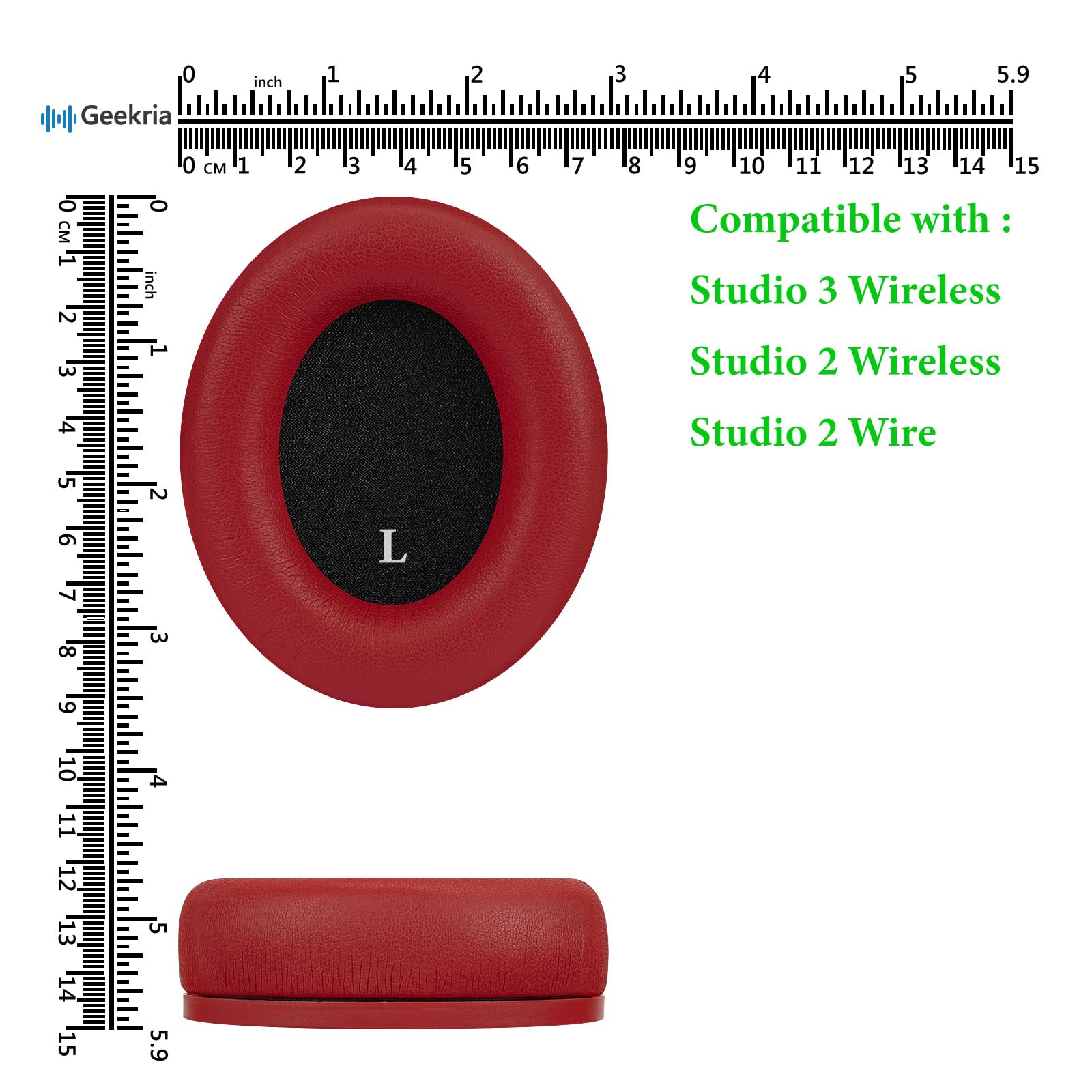 Zestaw wymiennych poduszek nausznika Geekria SNAP do Beats Studio 3 Wireless, słuchawek Studio 2, magnetyczny łatwy przełącznik, osłona na muszle (skóra proteinowa, 2 pary)