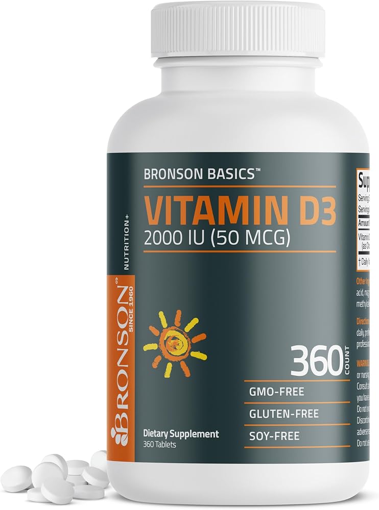 Bronson Vitamin D3 2000 IU, Non-GMO, 360 Tablets