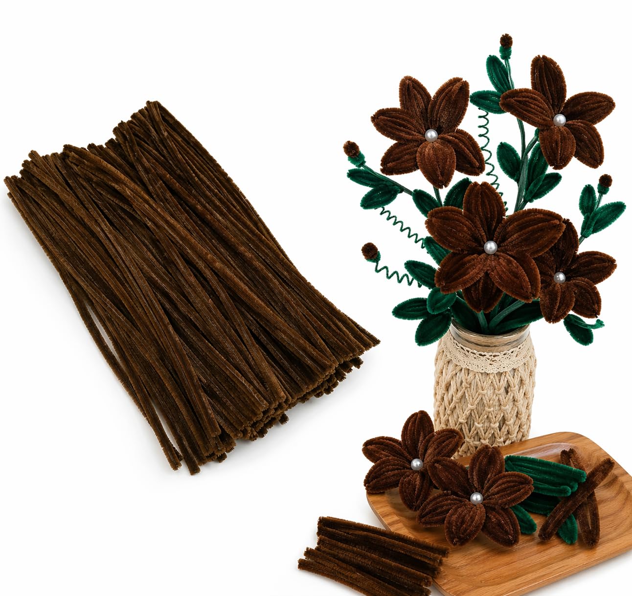 100 Pipe Cleaners Craft Set - DIY Art & Decorations -21