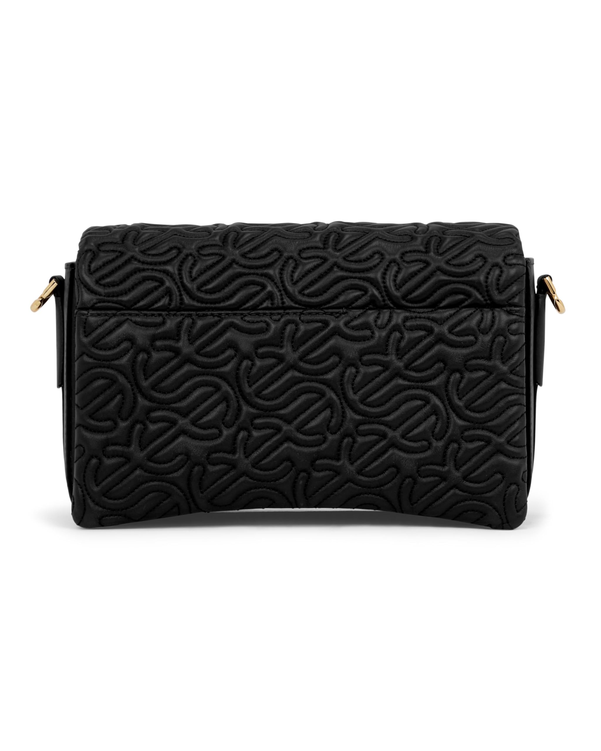 ECCO Large Pinch Crossbody, Czarna pikowana fala skóra, Large