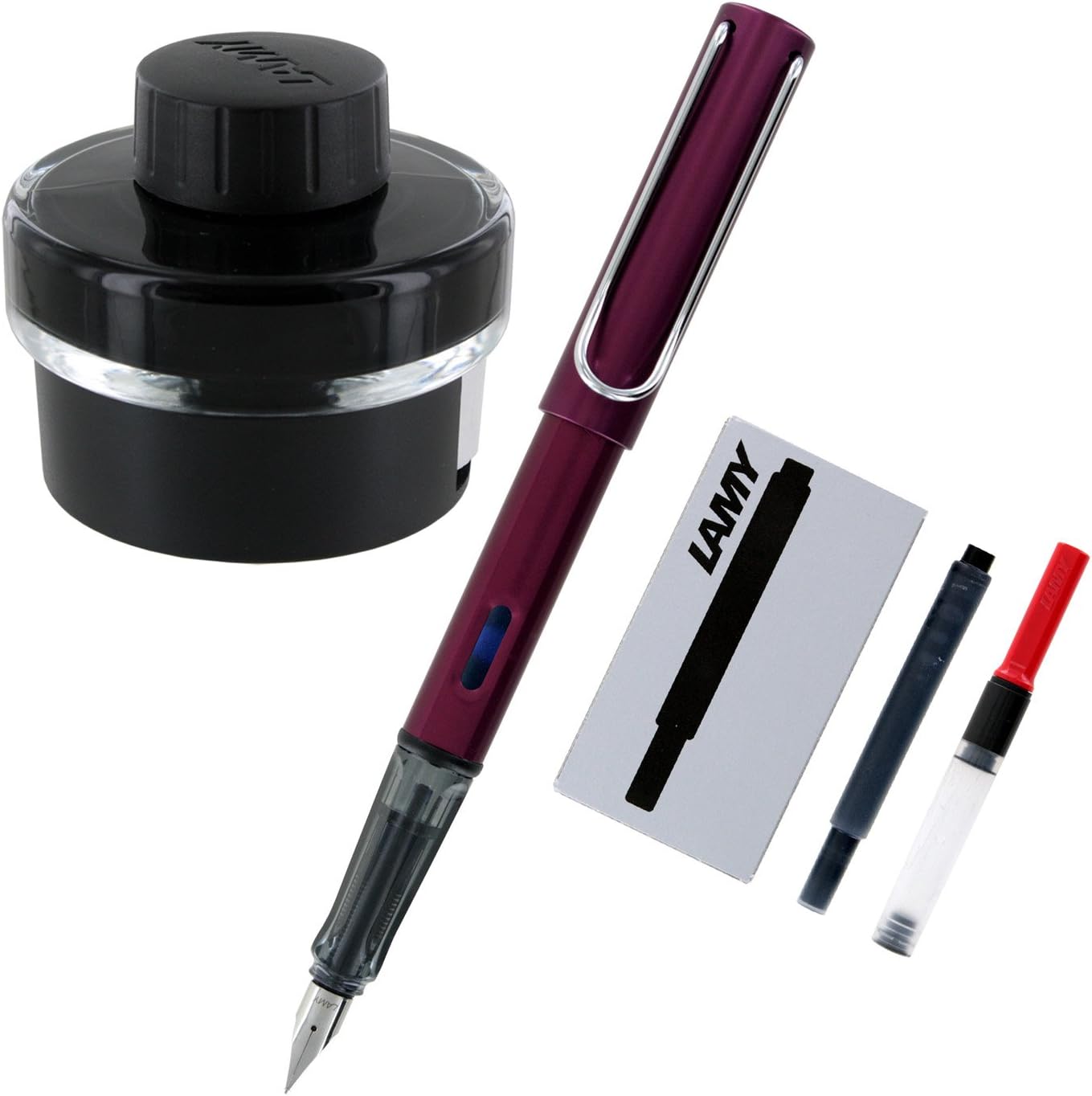 Lamy Al-Star Aluminum Fountain Pen, Metallic Dark Purple, Medium Point Writing Set