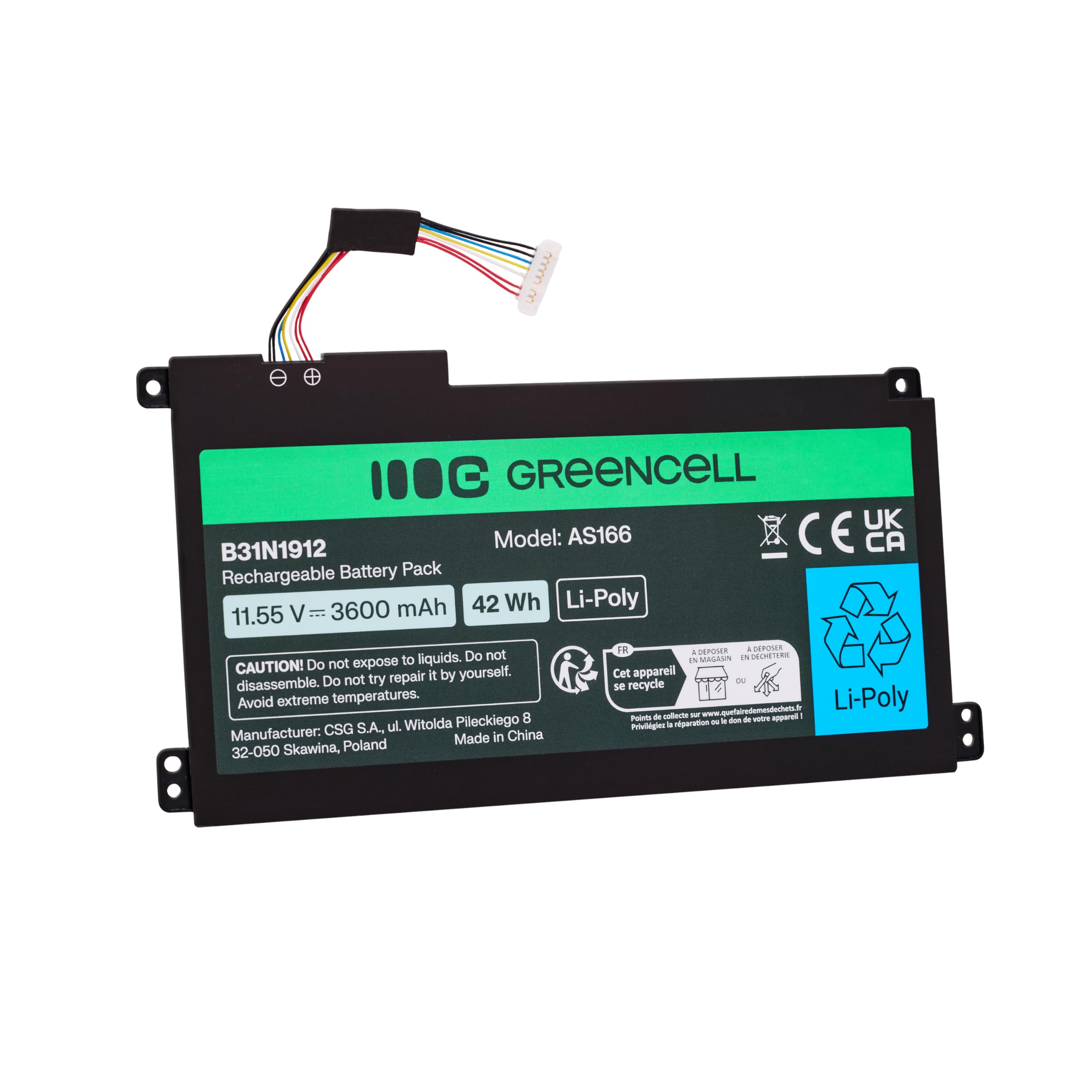 Green Cell Laptop-Akku 11,55V 3600mAh 42Wh Li-Poly für ASUS VivoBook 14, 15, E410MA, L410MA, E410KA, E510MA, F414MA, L510MA, E510KA, E510MA – Lange Laufzeit, Hohe Lebensdauer, Präzise Passform