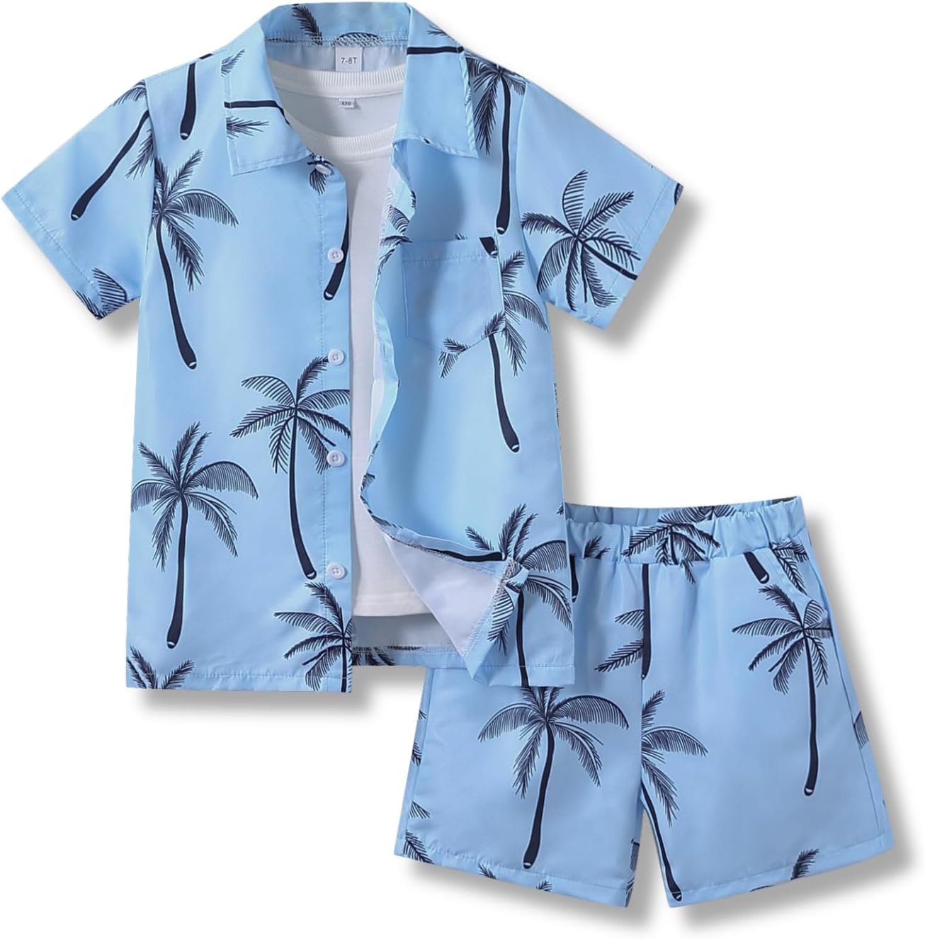 7-14 Years Boys Clothes 2 Piece Outfits Hawaiian Vacation Beach Short Sleeve Button Down Shirt and Shorts Sets