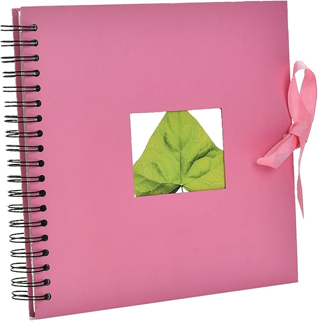 Arpan Photo Album Scrapbook DIY Memory Book Spiral Bound 50 Cream Pages 25 Sheets With Cut-Out Window Wedding Gift Guest Book