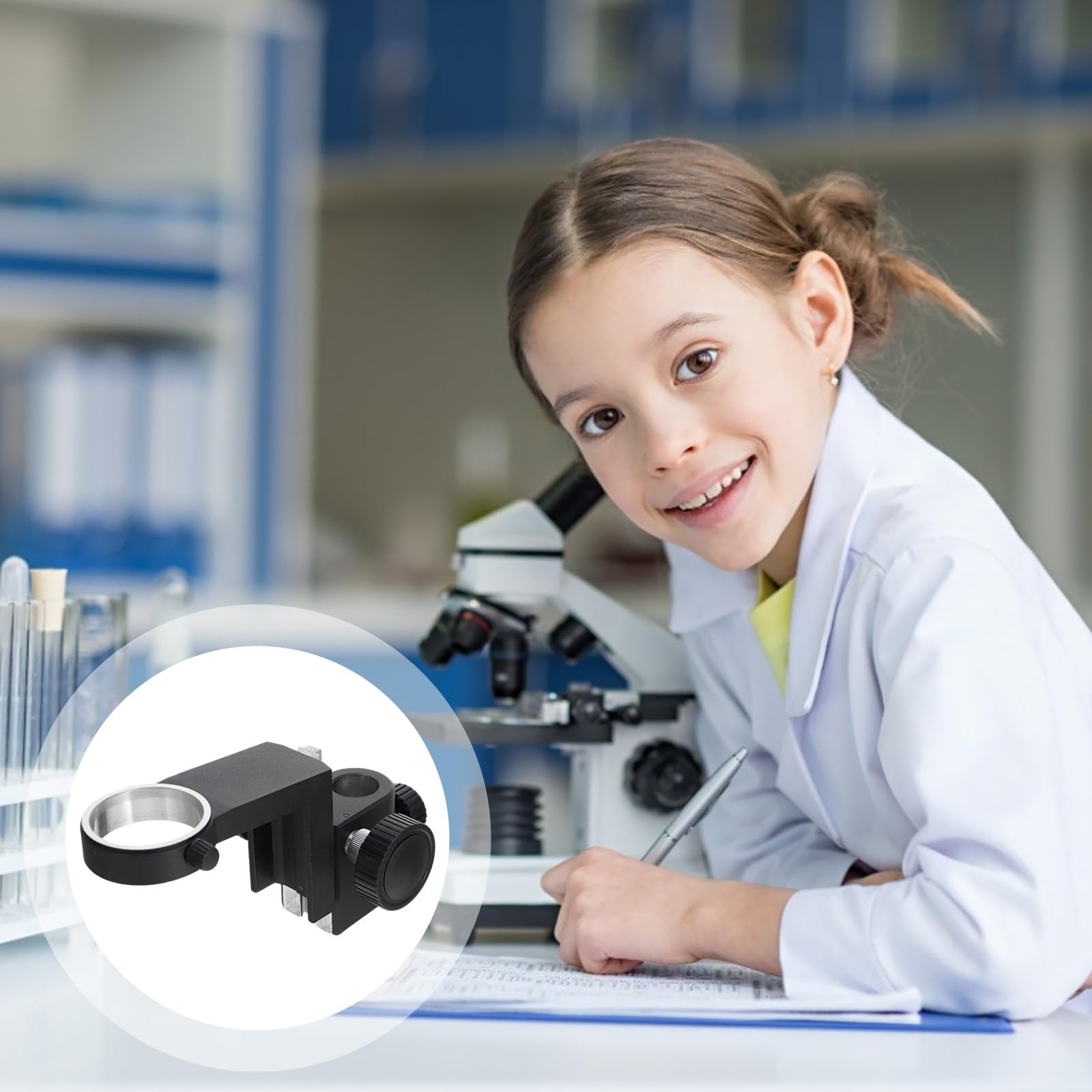 Soporte y Plástico para Microscopio Negro de Plástico de Enfoque Ligero Rendimiento Estable, Adecuado para Accesorios de Microscopía Cámaras Ópticas