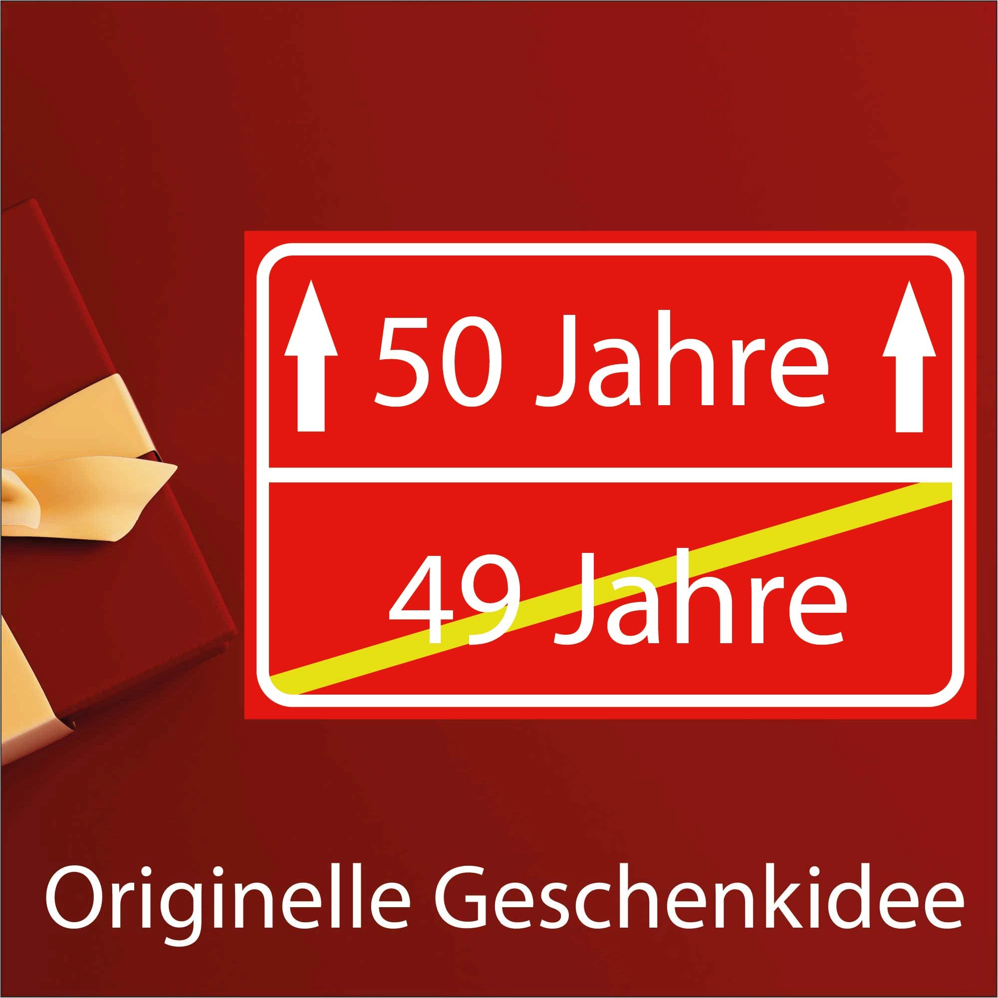 INDIGOS UG - 50 Jahre Geburtstag Schild Deko für Party - 80x60cm - PVC 5mm rot - Ortsschild Herzlichen Glückwunsch - Spruch - Ortsschild Design Deko Geschenkidee 50. Birthday