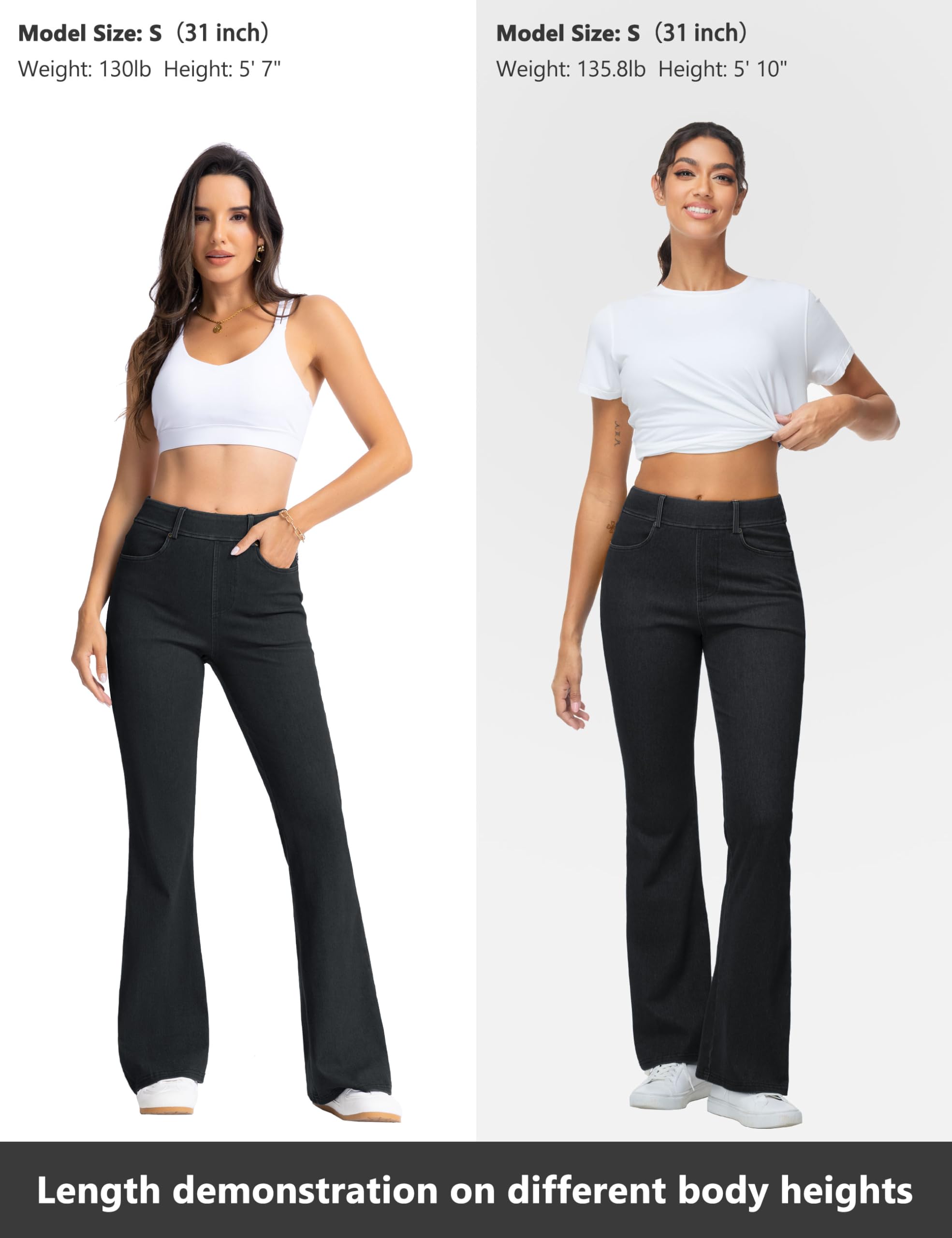 THE GYM PEOPLE Jeans da donna elasticizzati con fondo a campana, gamba larga, traspiranti, con tasche