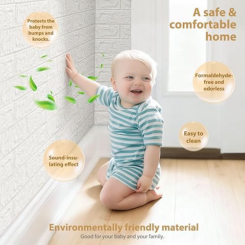 Miniatura 5 de JOLOV 10 paneles de pared 3D autoadhesivos de espuma de polietileno, impermeables, perfectos para decoración de paredes interiores en dormitorio y