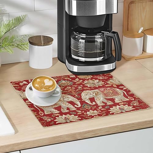 Vista 17 de Tapete de café para cafetera, máquina para cafetera, mesa, tapete absorbente de cuero para secar platos para encimeras de cocina, 18 x 12 pulgadas