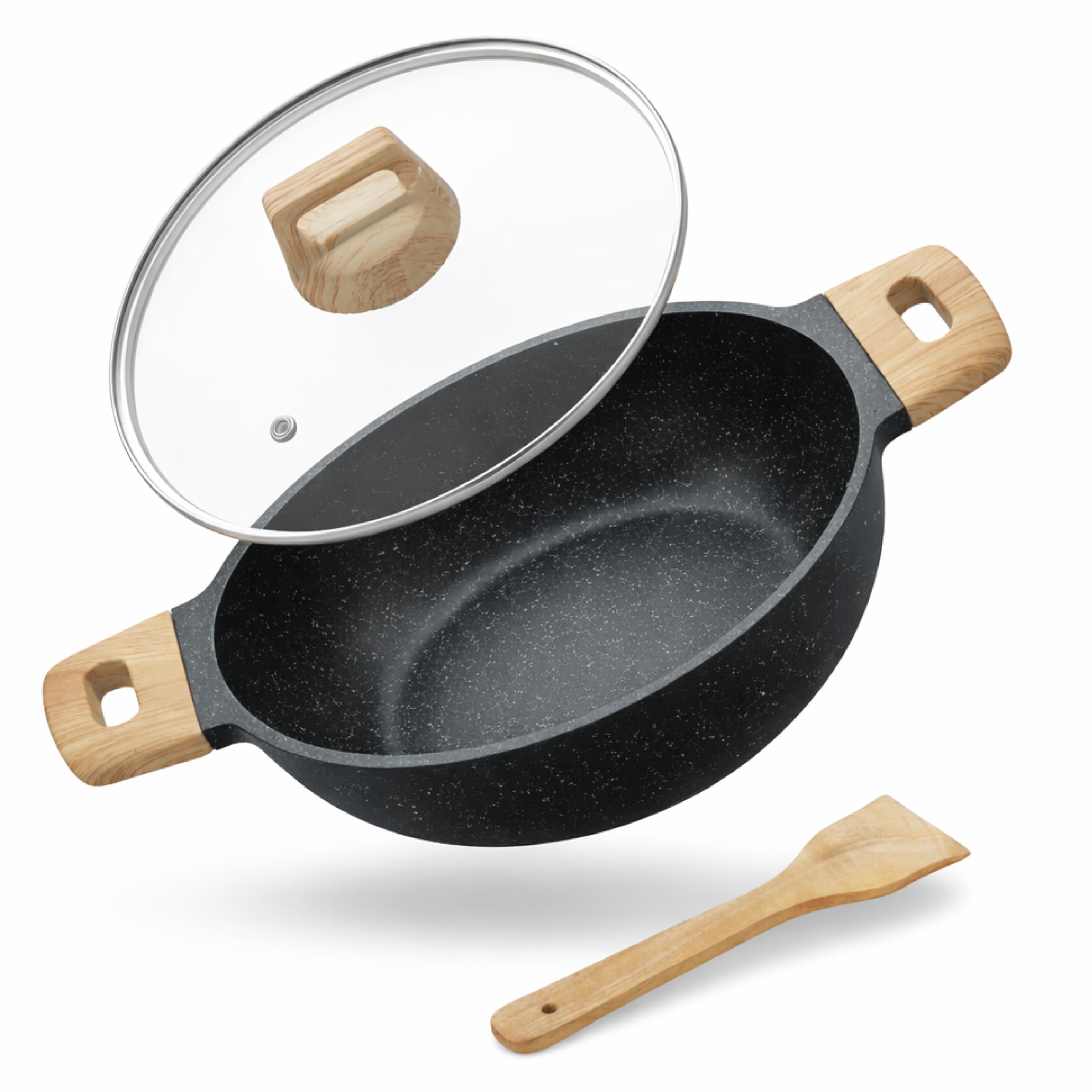 Lifelong Die-Cast Kadhai 20cm with Glass Lid | 1.9L, 1.5Kg | Gas & Induction Compatible | Even Heat Distribution, Toxin & Teflon Free, Non-Stick, & Durable | Perfect for Cooking, Searing & Stewing-image-11