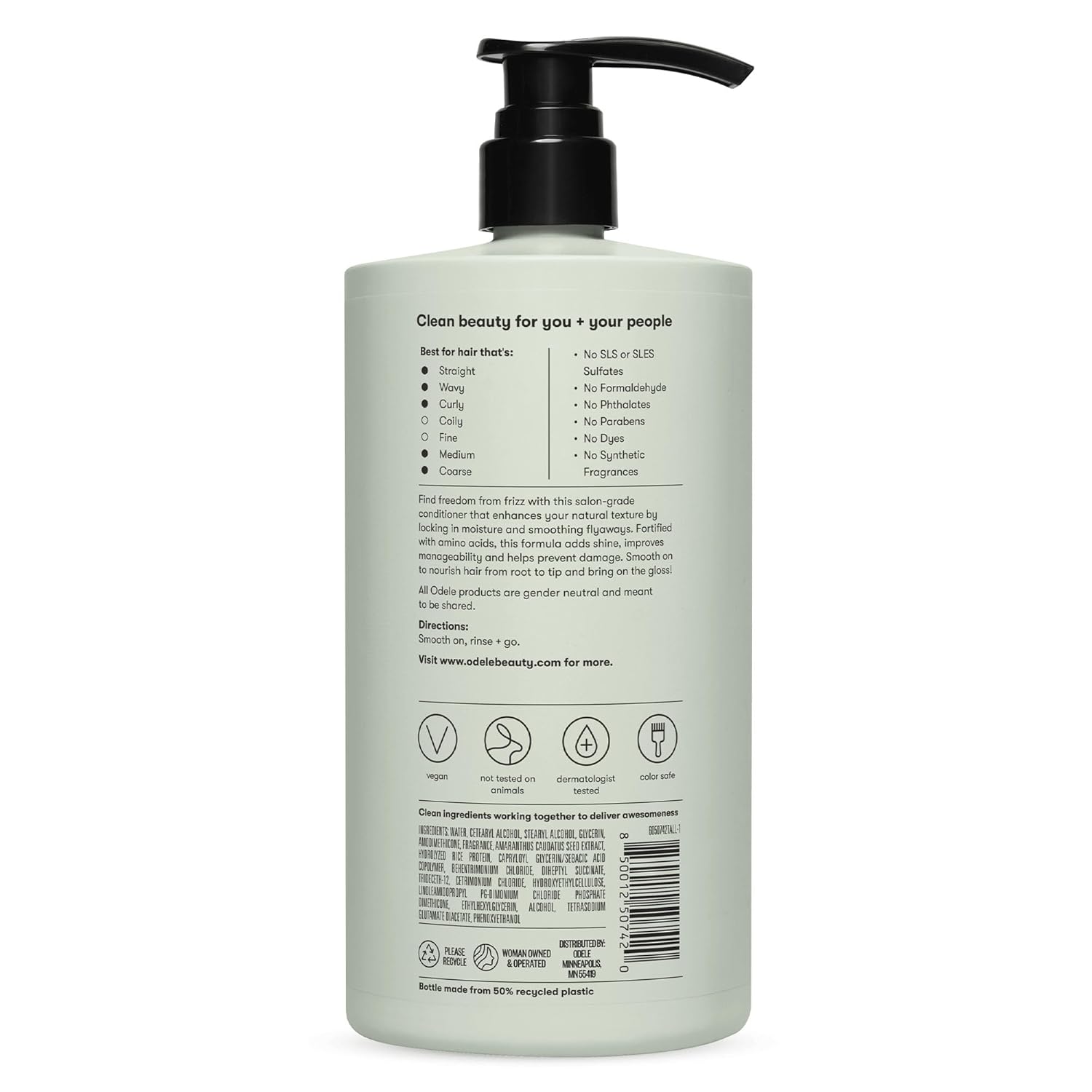 Odele Smoothing Sulfate-Free Conditioner for Extra Moisture, Frizz Control, Shine, and Straight to Curly Hair Types, 32 Fl Oz - Image 8