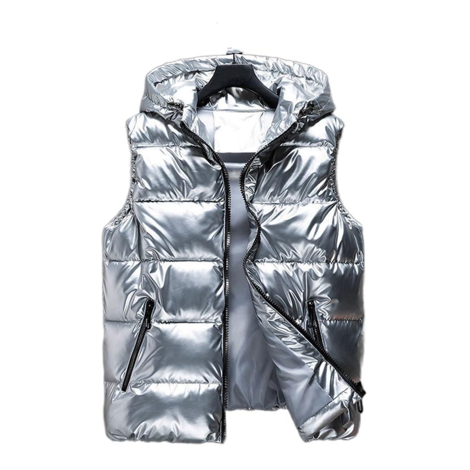 Chaleco de plumón para mujer chaqueta de invierno engrosada plateada 2