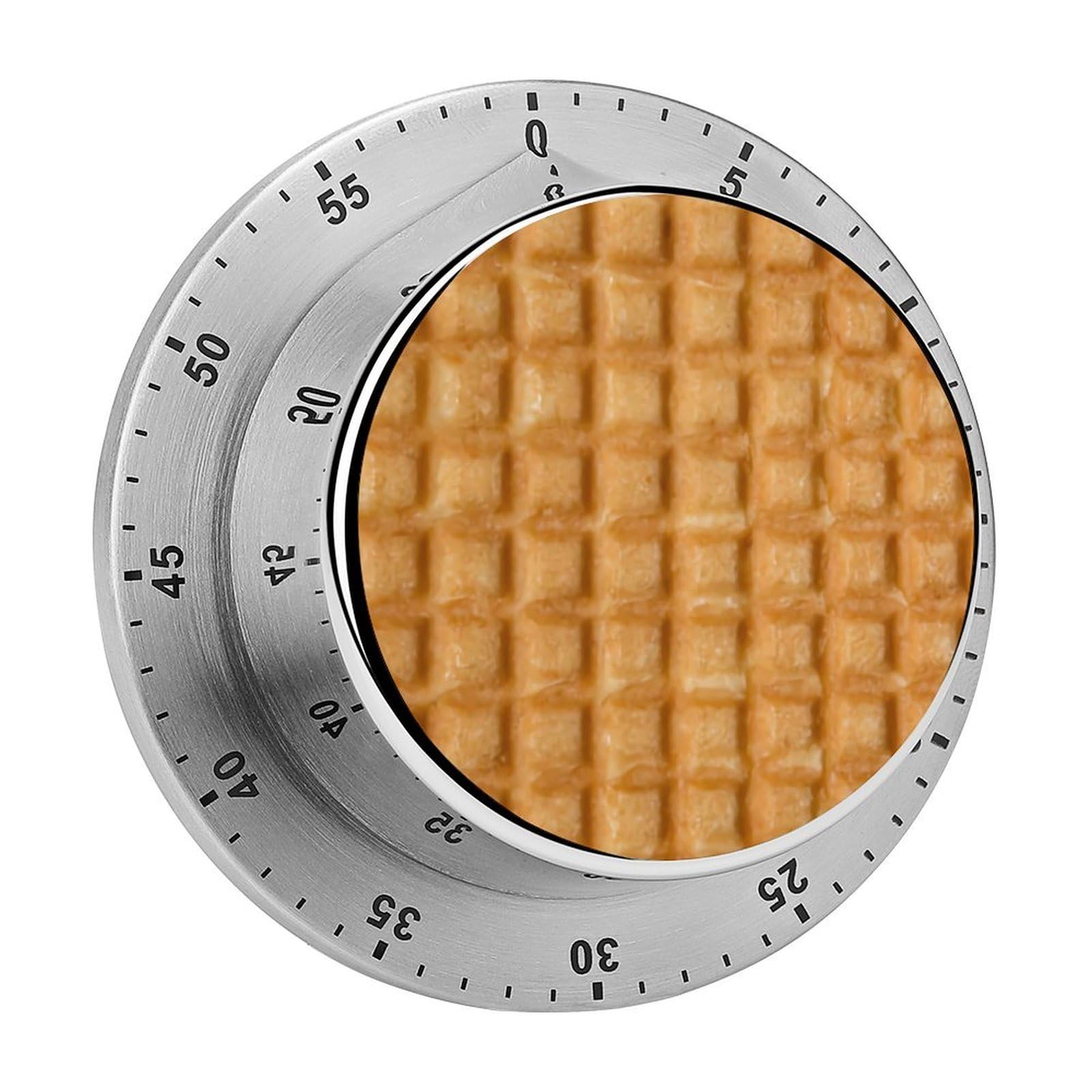Waffle Pattern Stainless Steel Magnetic TimerMechanical Kitchen Timer, No Battery, for Cooking, Studying, Workouts