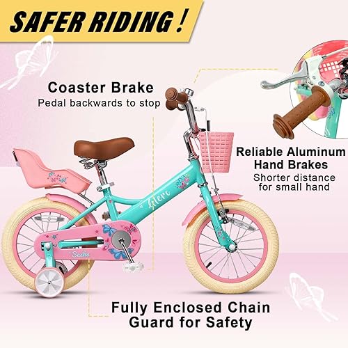 Miniatura 3 de Glerc Sasha - Bicicleta para niñas, de 12 a 20 pulgadas, para niños de 2 a 13 años, estilo retro vintage con asiento de bicicleta para muñecas,
