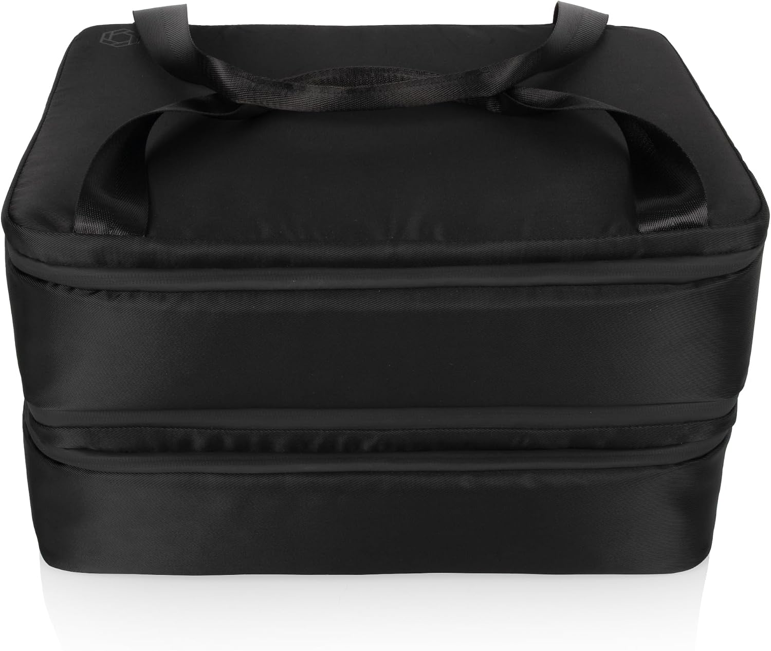 PICNIC TIME Double Decker Casserole Tote, 2-Layer Potluck Casserole Carrier, Insulated Thermal Food Carrier, Insulated Casserole Carrier, (Black)