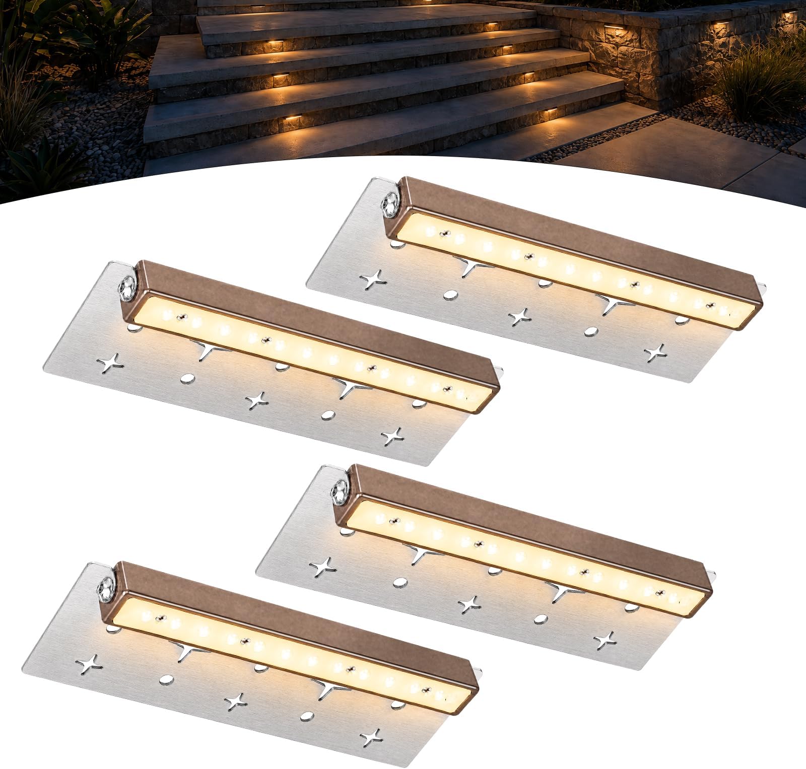 SMY Lighting 4 Pack 7 Inch 2.5W LED Hardscape Lighting Retaining Wall Lights, IP68 Waterproof 12V-36V Low Voltage AC/DC Soft White 2700K Paver Light Outdoor Step Lights 40,000 Hours Lifespan