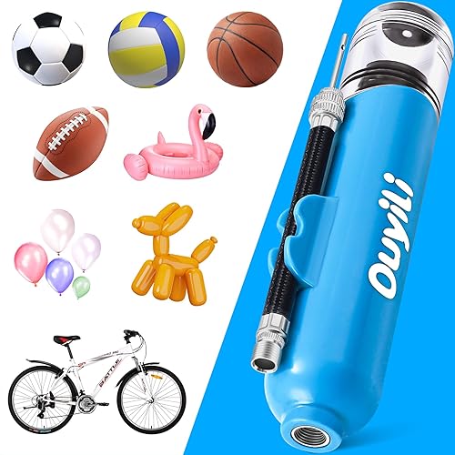Miniatura 7 de ouyili Kit de bomba de bola deportiva, bomba de aire portátil de doble acción inflable de doble acción perfecta para pelotas de baloncesto, pelotas