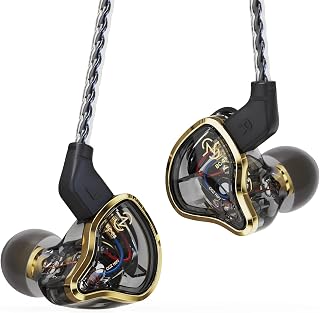 keephifi CCZ Warrior in Ear Monitors with 3BA+1DD Hybrid Driver Wired Earbuds IEM, Balanced and Neutral Sound in Ear Earphones Patented Eartips with 4N OFC Cable (Gold No Mic)