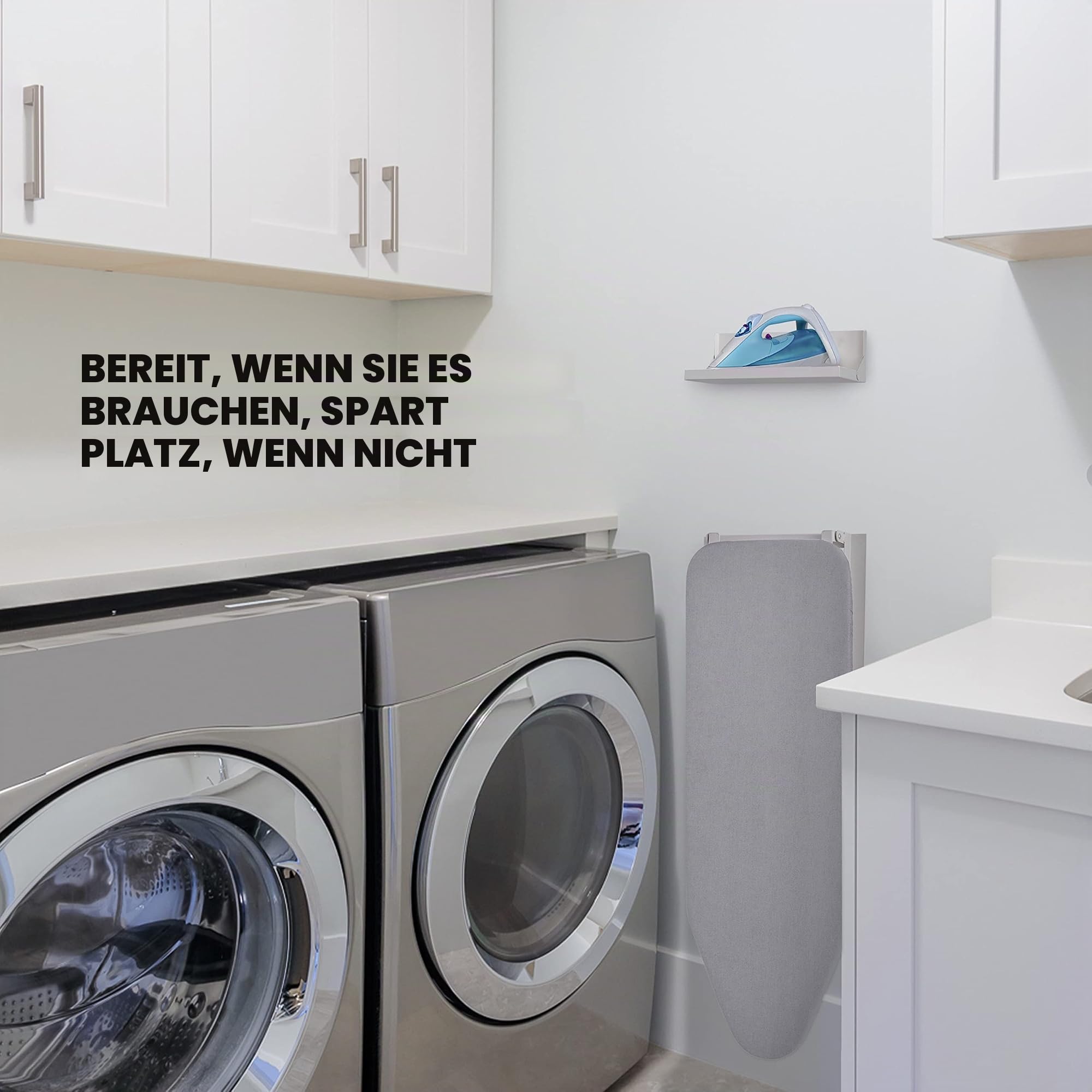 Ivation Wand-Bügelbrett mit Ablage, faltbar, 91,9 x 31 cm, herunterklappbare Bügelstation für Zuhause, Wohnung & Leicht zu lösende Hebel, Abnehmbarer Baumwollbezug & Schlafsäle, inklusive Beschläge