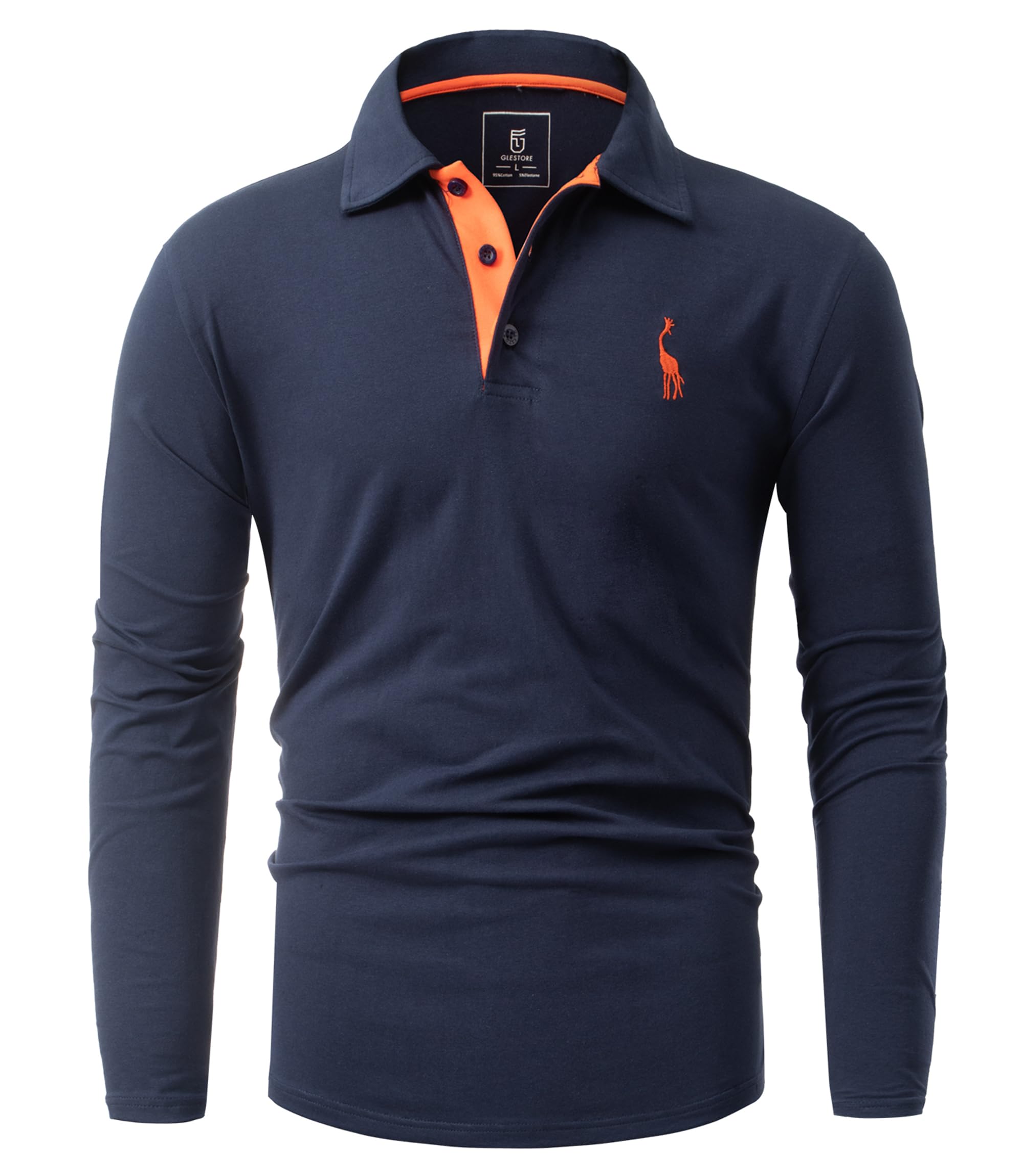 GLESTORE Polo Uomo Manica Lunga Maglietta Uomo T-Shirt Cotone Polo Lavoro Uomo