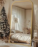 Vista 17 de Antok Espejo de longitud completa, espejo de pie de 59 x 22 pulgadas, espejo grande de pie en forma de arco, espejos de cuerpo completo con soporte