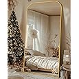 Suidia Arched Full Length Mirror, 81"x41" Floor Mirror Freestanding, Floor Standing Full Body Mirror with Stand for Bedroom, Hanging Mounted for Living Room Cloakroom, Gold