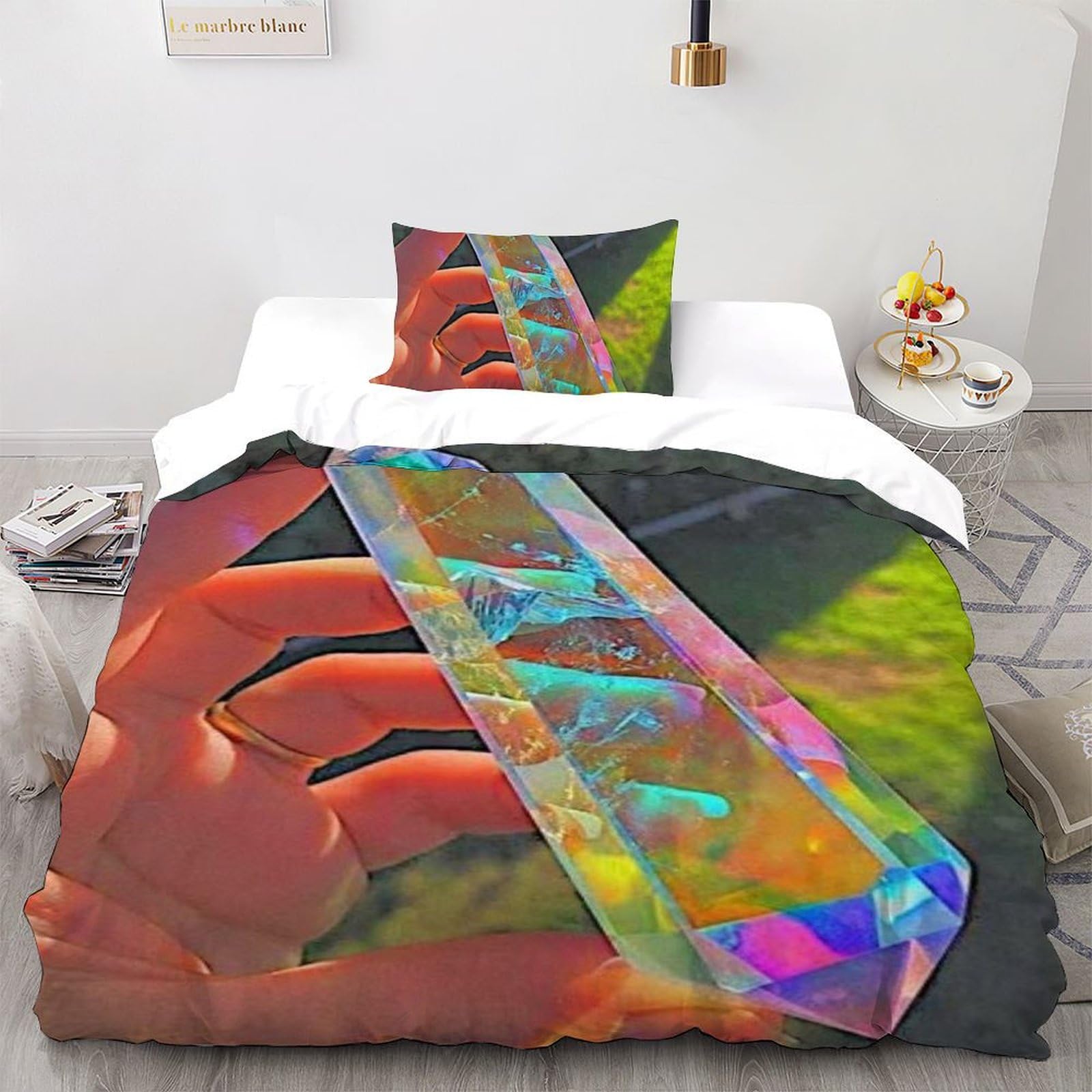 Housse de couette single en microfibre imprimé 3D 135x200cm avec taies d'oreiller pour lit enfant