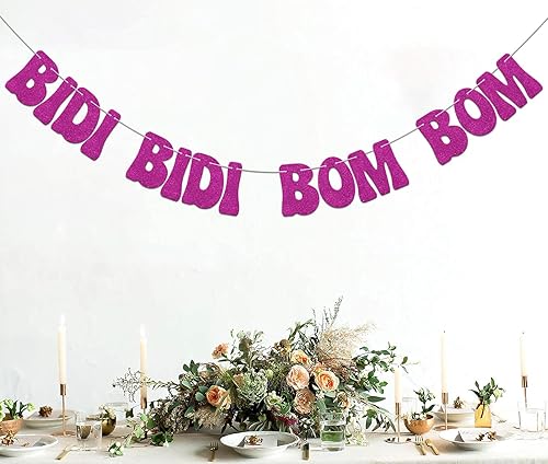 Miniatura 4 de Bidi Bidi Bom Bom Banner para despedida de soltera Baile latino mexicano Beat Latina Dance Music Beat Decoración Rosa Fuerte Glitter