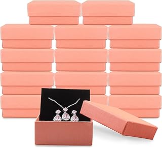 Jewelry Gift Boxes Necklace Earring Ring Box Gift Box,15 Pieces Square Cardboard Jewelry Gift Boxes,Cotton Filled Cardboard Paper Jewelry Box Gift Case (3.25x3.25x1 Inches) (Pink)