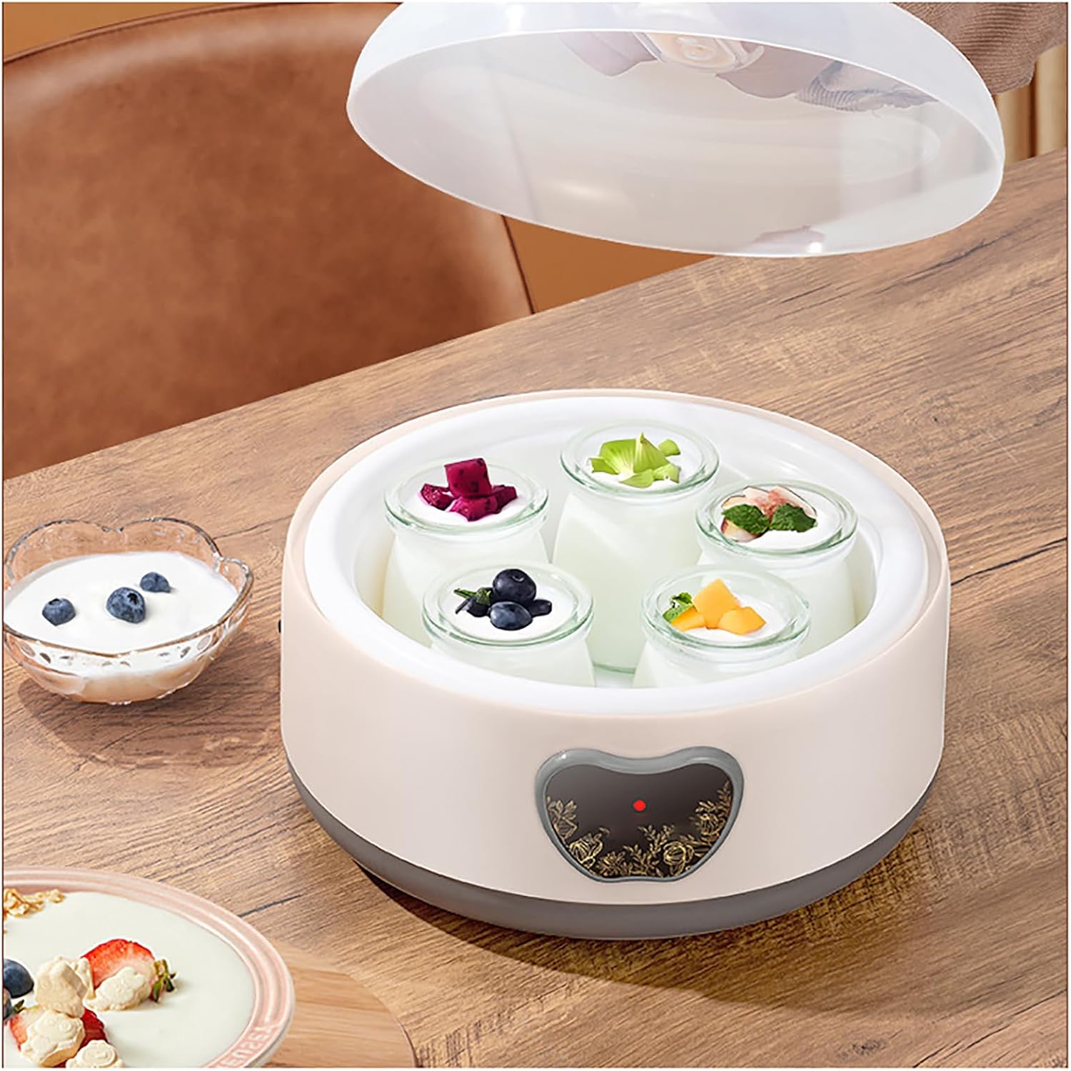 Probiotic Yogurt Motor with 5 Serving Cups, Constant Temperature Yogurt Maker, for Better Intestinal, Automatic Yogurt Machine for Men & Women