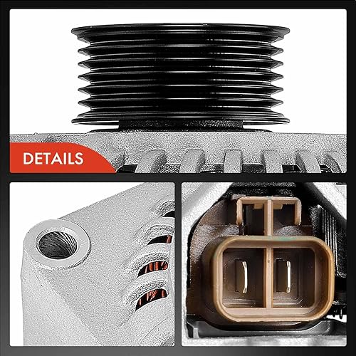 Miniatura 8 de A-Premium Alternador compatible con Pontiac GTO 2004 5.7L, 12V 140A Polea de 6 ranuras en el sentido de las agujas del reloj, reemplazo # A003TA7991