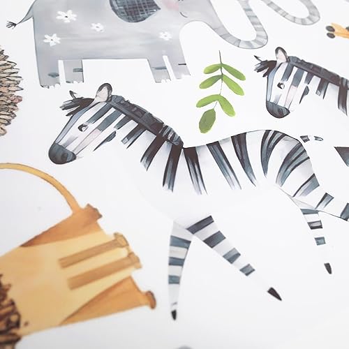 Miniatura 6 de Calcomanías de pared de animales de la selva para guardería, calcomanías de pared de animales de la selva para sala de estar, calcomanías de pared