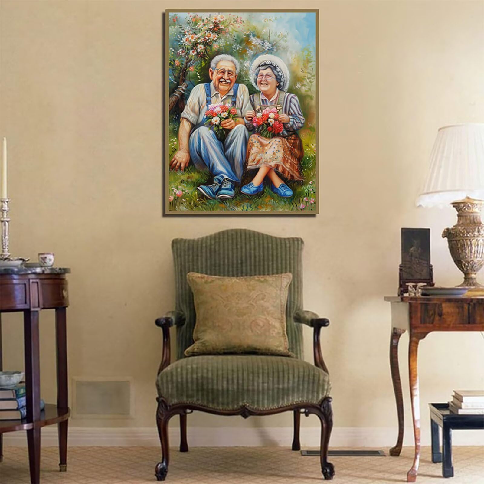 5D DIY Diamond Painting Para, Diamentowy Zestaw Pełny Kwiat, Kryształ Sztuki Hobby Diament Kreatywny Dorośli, Haft krzyżykowy Rzemiosło, Koraliki Koraliki na prezent 100 x 135 cm S-5255