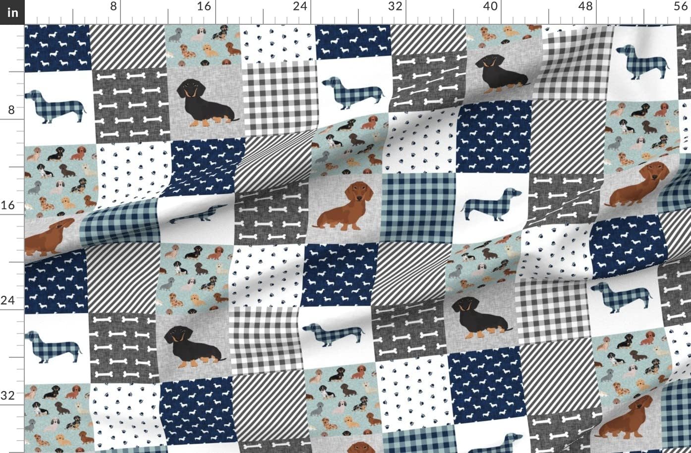 Spoonflower Fabric - Dachshund Pet Quilt Dog Breed Silhouette Cheater Multi Dogs Wholecloth Printed on Organic Cotton Sateen Fabric by The Yard - Sewing Quilting Apparel Home Decor
