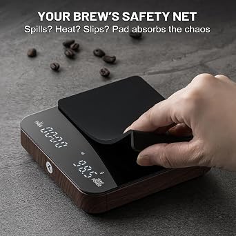 KitchenTour CafeMetric Coffee Scale with Timer 0.1g/2000g - Precision Small Scale for Espresso & Pour Over - Mini Scale with LED Display Recharge Wood