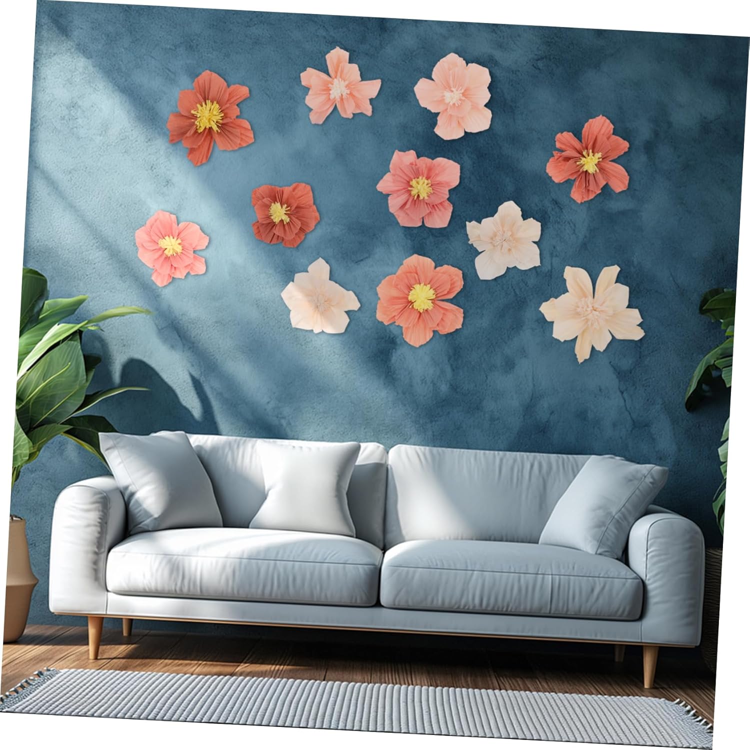 24pcs Crepe Paper Flower Wall Decor Wrinkle Paper Art Flowers for Wedding Shower Party Decorations Elegant Backdrop for Memorable Photography