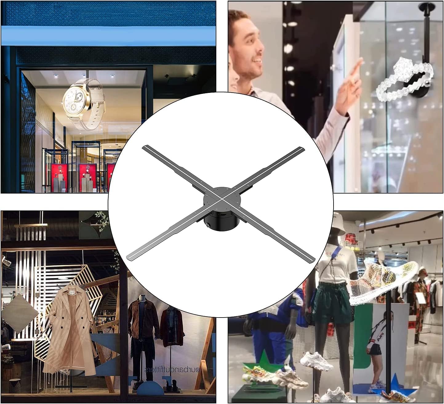 3D Hologram fan,62cm Hologram fan 2000*1444PX Resolution 722pcs HD LED Beads - Holographic Video Advertising Projector Support APP+Bluetooth Audio+WIFI (24.4inch 16G)