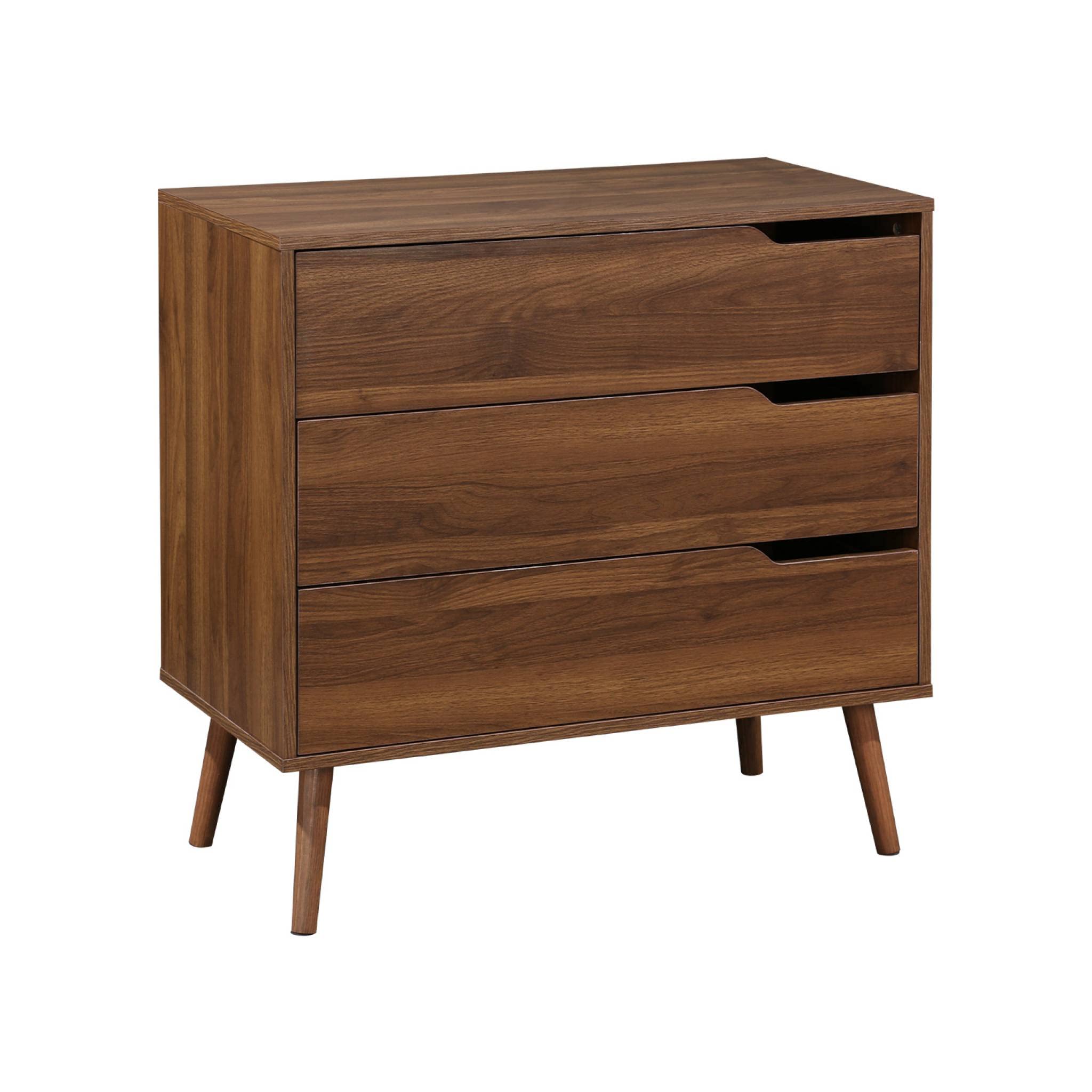 Alice's Home - Commode décor Bois de Noyer. 3 tiroirs. Pieds en pin Massif