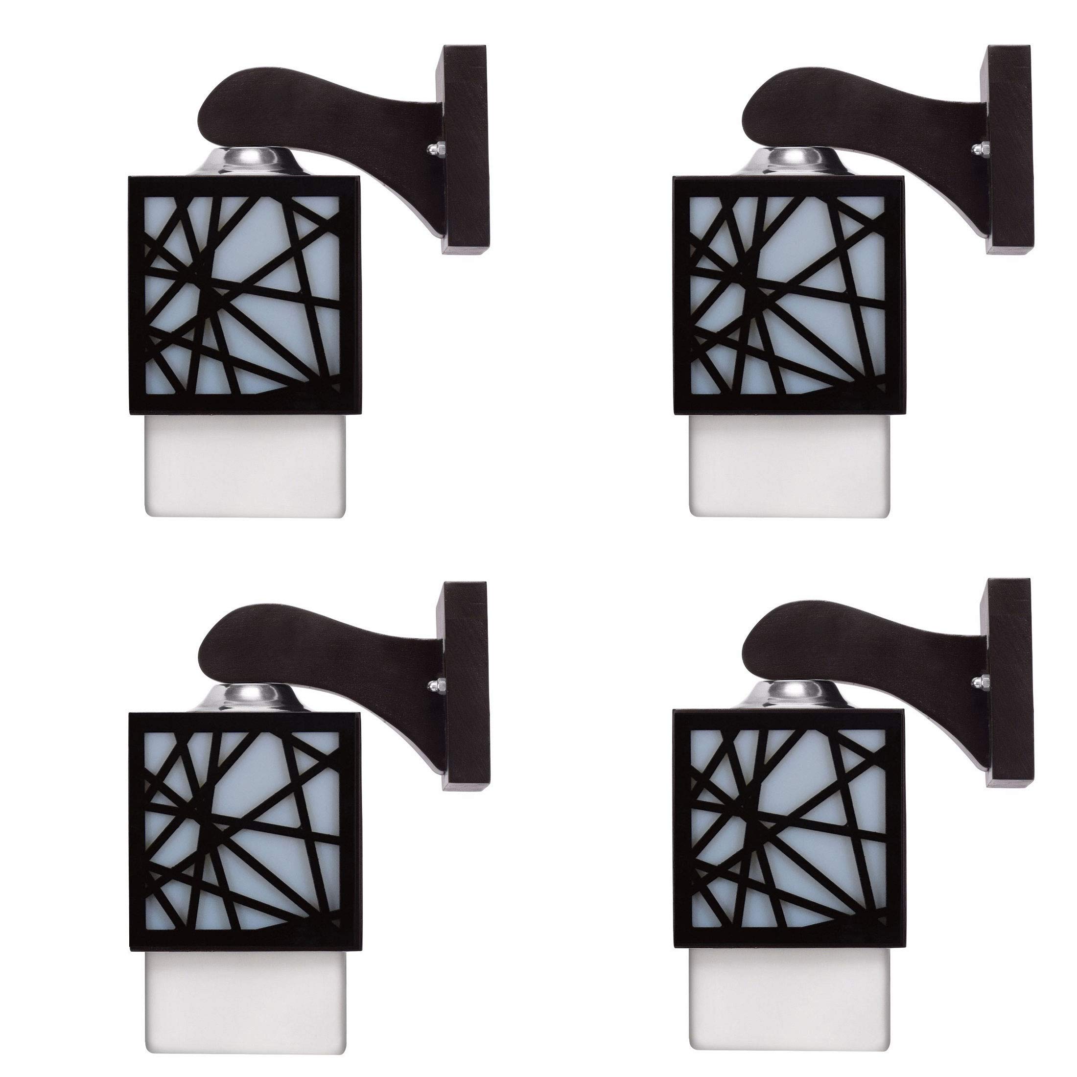 Gojeeva Wooden Modern Design Wall Lamp Suitable for Living Room,Foyer,Bedroom,Hallway (Pack of 4) BS7