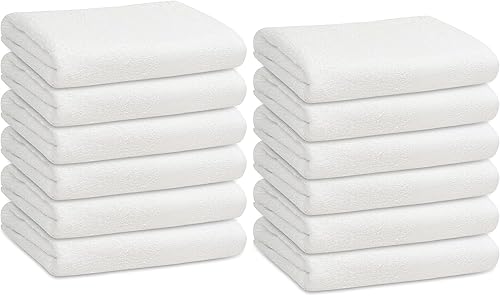 Fluffyn Toallas de baño blancas de 22 x 44 pulgadas, juego de toallas de algodón ultra suaves y ligeras para baño, hotel, gimnasio, spa, estudio disponible en Yaxa Peru