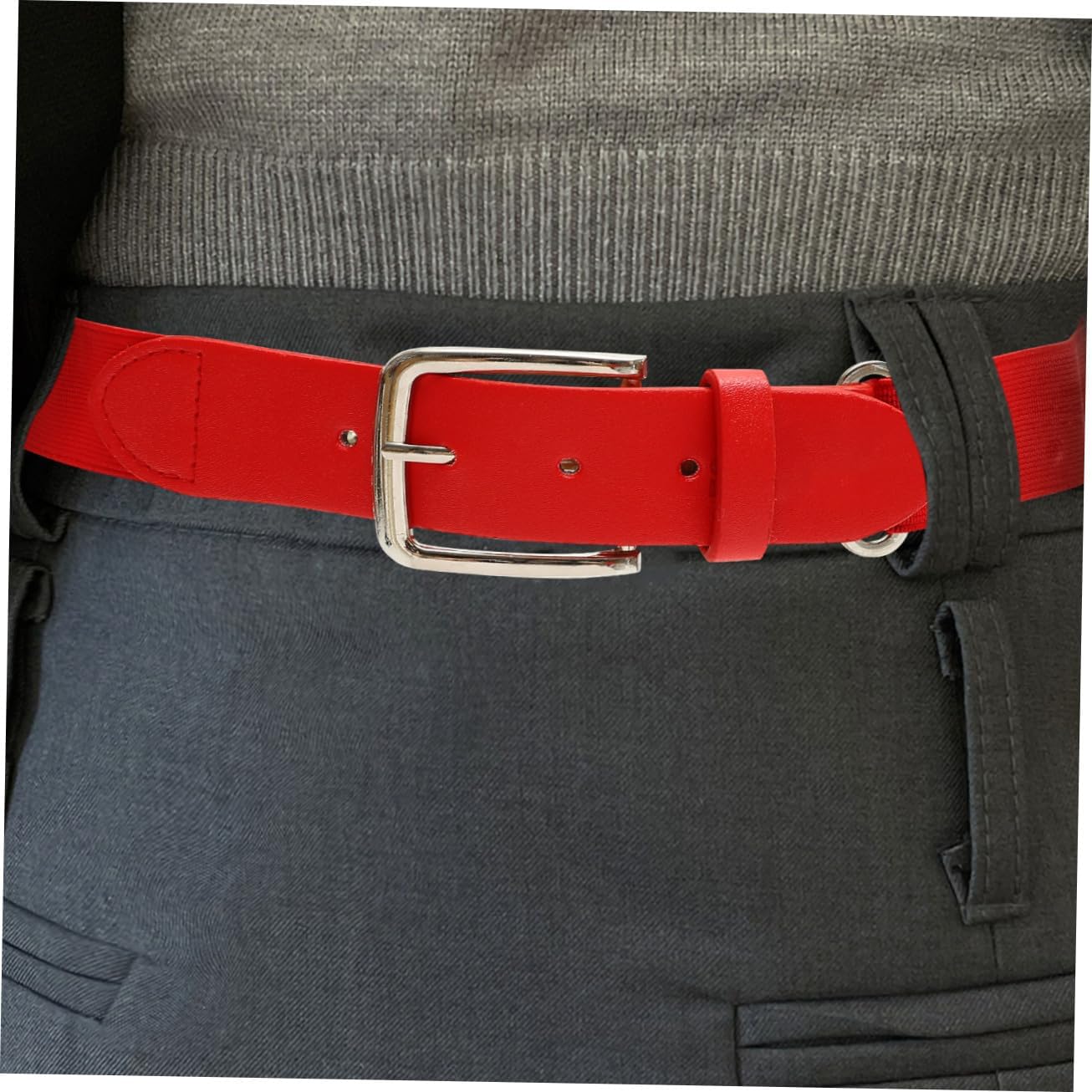 Baseball Belt Adjustable Elastic Waist Belt for Youth and Adults for Sports and Casual Wear and Stylish Design Red